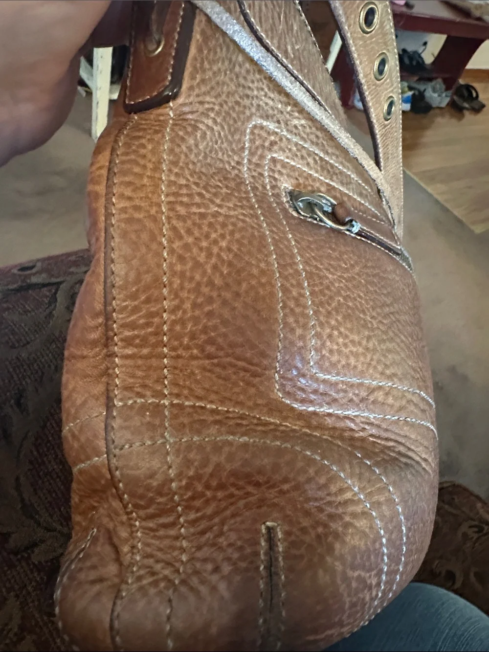 Coach 1941 Chelsea Brown Laced Leather Crossbody Shoulder Bag Brass Hardware
